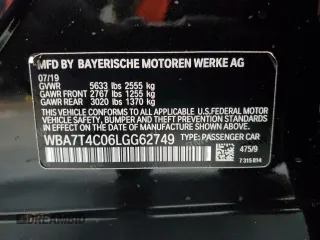 2020 BMW 7 Series 740i xDrive with VIN WBA7T4C06LGG62749, listed as a Copart auction lot 83454364 with 209,536 mi miles and Clean title. Bid and sale history available at DreamBid. Image 12.