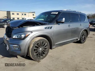 2015 Infiniti QX80 with VIN JN8AZ2NF0F9574819, listed as a Copart auction lot 45381995 with 65,938 mi miles and Salvage Title. Bid and sale history available at carsss.com. Image 1.