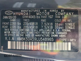 2020 Hyundai Kona Ultimate with VIN KM8K53A59LU548965, listed as a Copart auction lot 69809444 with 26,880 mi miles and Salvage Title. Bid and sale history available at carsss.com. Image 12.