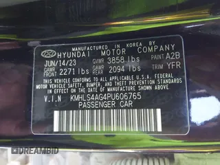 2023 Hyundai Elantra SEL with VIN KMHLS4AG4PU606765, listed as a IAAI auction lot 41056438 with 24,137 mi miles and . Bid and sale history available at DreamBid. Image 9.