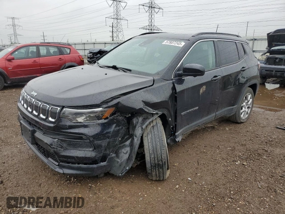 2022 Jeep Compass Latitude Lux с VIN 3C4NJDFB4NT212445, выставлен на аукционе Copart как лот 57807245 с пробегом 28 498 миль миль и Списание • Salvage title. История ставок и продаж доступна на DreamBid. Изображение 1.