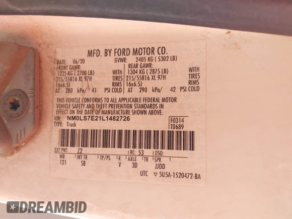 2020 Ford Transit Connect XL z VIN NM0LS7E21L1482726, wystawiony jako IAAI lot #42552021 z przebiegiem 293 213 mil mil oraz . Historia ofert i sprzedaży dostępna na DreamBid. Obrazek 9.