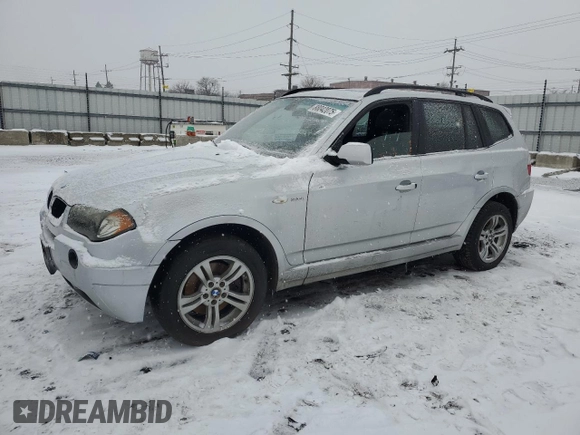 2005 BMW X3 3.0i with VIN WBXPA93445WD07826, listed as a Copart auction lot 88042075 with 0 mi miles and Salvage Title. Bid and sale history available at carsss.com. Image 1.