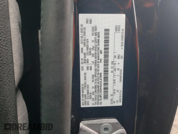 2018 Lincoln MKC Reserve with VIN 5LMTJ3DH4JUL21084, listed as a Copart auction lot 45354545 with 57,108 mi miles and Salvage Title. Bid and sale history available at DreamBid. Image 12.