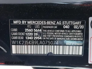 2020 Mercedes-Benz CLS with VIN W1K2J5KB9LA075074, listed as a Copart auction lot 74502294 with 36,748 mi miles and Salvage Title. Bid and sale history available at carsss.com. Image 12.