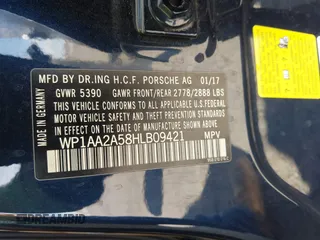 2017 Porsche Macan with VIN WP1AA2A58HLB09421, listed as a IAAI auction lot 41587809 with 96,419 mi miles and . Bid and sale history available at DreamBid. Image 9.