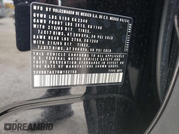 2024 Volkswagen Tiguan S with VIN 3VVRB7AX7RM132156, listed as a Copart auction lot 52349895 with 1,251 mi miles and Salvage title. Bid and sale history available at DreamBid. Image 15.