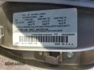 2001 Mazda 626 LX with VIN 1YVGF22D815242283, listed as a Copart auction lot 42141985 with 36,448 mi miles and Salvage Title. Bid and sale history available at carsss.com. Image 14.
