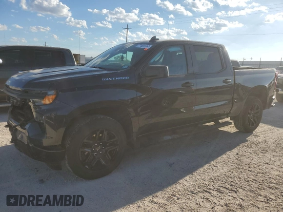 2022 Chevrolet Silverado 1500 Custom with VIN 1GCPABEK7NZ633597, listed as a Copart auction lot 77459134 with 31,487 mi miles and Salvage Title. Bid and sale history available at DreamBid. Image 1.