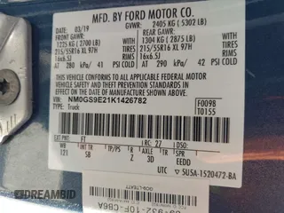 2019 Ford Transit Connect XL с VIN NM0GS9E21K1426782, выставлен на аукционе IAAI как лот 41746499 с пробегом 54 550 миль миль и . История ставок и продаж доступна на DreamBid. Изображение 9.