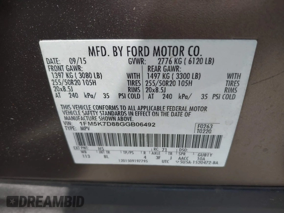 2016 Ford Explorer XLT with VIN 1FM5K7D88GGB06492, listed as a IAAI auction lot 41955740 with 1 mi miles. Bid and sale history available at carsss.com. Image 9.