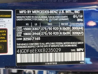 2019 Mercedes-Benz GLS with VIN 4JGDF6EEXKB235029, listed as a Copart auction lot 69483923 with 61,510 mi miles. Bid and sale history available at carsss.com. Image 13.