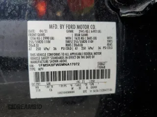 2021 Ford Explorer Limited with VIN 1FM5K8FW0MNA17072, listed as a Copart auction lot 60516975 with 45,786 mi miles and Salvage title. Bid and sale history available at DreamBid. Image 13.