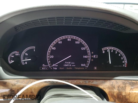 2007 Mercedes-Benz S 550 with VIN WDDNG71X97A085971, listed as a Copart auction lot 49635025 with 104,916 mi miles and Salvage Title. Bid and sale history available at DreamBid. Image 9.