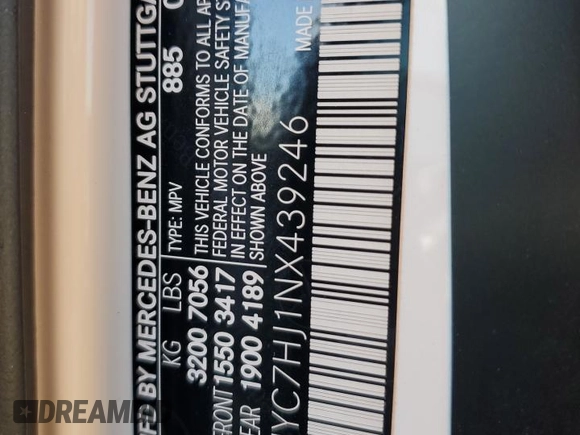 2022 Mercedes-Benz G 63 AMG z VIN W1NYC7HJ1NX439246, wystawiony jako Copart lot #88161225 z przebiegiem 7 607 mil mil oraz Szkoda całkowita • Salvage title. Historia ofert i sprzedaży dostępna na DreamBid. Obrazek 13.