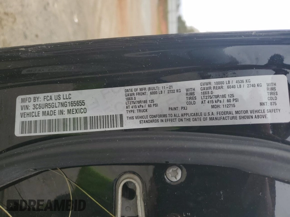 2022 Ram 2500 Longhorn z VIN 3C6UR5GL7NG165655, wystawiony jako Copart lot #78128414 z przebiegiem 46 158 mil mil oraz Szkoda całkowita • Salvage title. Historia ofert i sprzedaży dostępna na DreamBid. Obrazek 12.