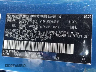 2022 Lexus NX 350 with VIN 2T2AGCEZ9NC014240, listed as a IAAI auction lot 42015183 with 21,523 mi miles and . Bid and sale history available at DreamBid. Image 9.