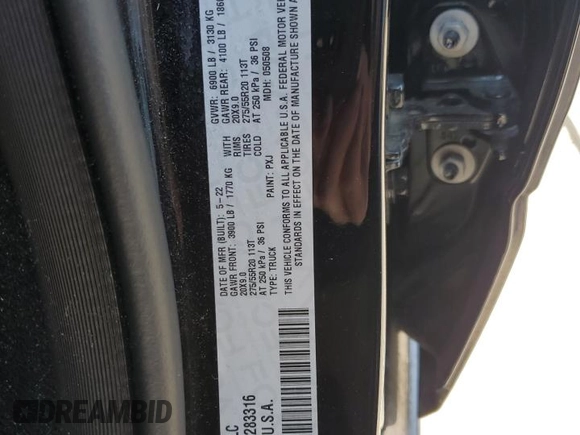 2022 Ram 1500 Big Horn with VIN 1C6RRFFG6NN283316, listed as a Copart auction lot 62419314 with 40,848 mi miles and Salvage Title. Bid and sale history available at carsss.com. Image 12.