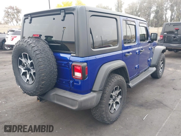 2018 Jeep Wrangler Unlimited Sport S with VIN 1C4HJXDG7JW235946, listed as a IAAI auction lot 42473146 with 37,973 mi miles and . Bid and sale history available at DreamBid. Image 4.