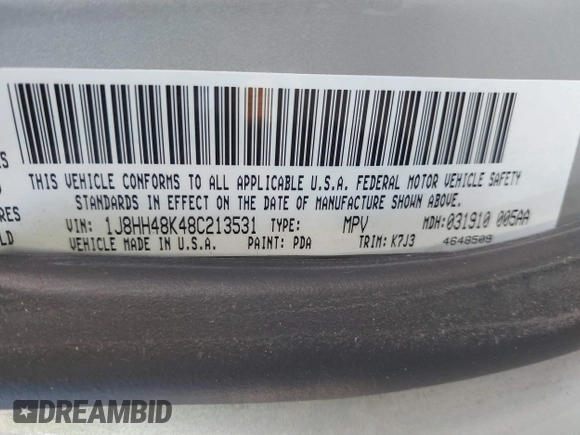2008 Jeep Commander Sport with VIN 1J8HH48K48C213531, listed as a IAAI auction lot 40878062 with 152,788 mi miles and . Bid and sale history available at DreamBid. Image 9.