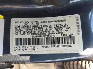2010 Toyota Corolla with VIN 1NXBU4EE0AZ305870, listed as a IAAI auction lot 42228971 with 208,644 mi miles and . Bid and sale history available at DreamBid. Image 9.