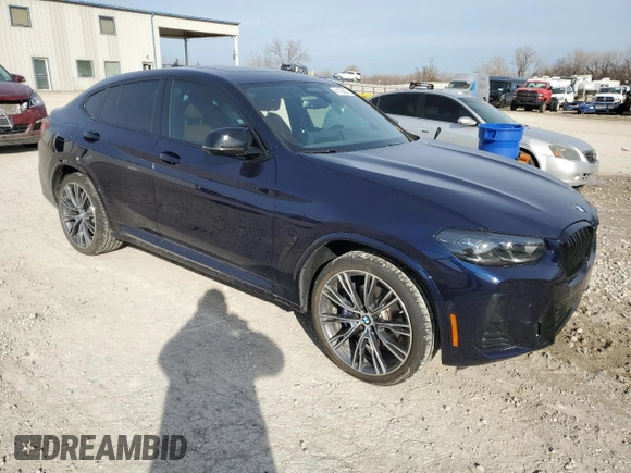 2023 BMW X4 M40i with VIN 5UX43DT06P9R01258, listed as a Copart auction lot 41738674 with 8,184 mi miles and Salvage Title. Bid and sale history available at carsss.com. Image 4.