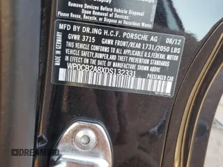2013 Porsche Boxster S with VIN WP0CB2A8XDS132331, listed as a Copart auction lot 72467644 with 57,156 mi miles and Salvage Title. Bid and sale history available at carsss.com. Image 12.