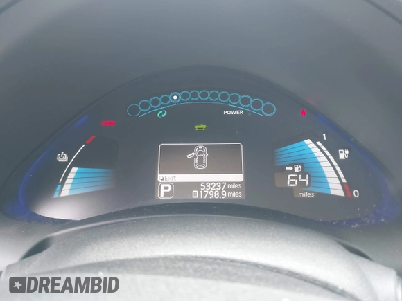 2013 Nissan LEAF SL with VIN 1N4AZ0CP9DC408137, listed as a IAAI auction lot 42517495 with 53,237 mi miles and . Bid and sale history available at DreamBid. Image 7.