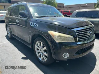 2014 Infiniti QX80 z VIN JN8AZ2NE6E9062908, wystawiony jako Copart lot #61263115 z przebiegiem 155 836 mil mil oraz Czysty tytuł • Clean title. Historia ofert i sprzedaży dostępna na DreamBid. Obrazek 1.
