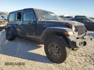 2024 Jeep Wrangler Sport S with VIN 1C4PJXDG9RW204575, listed as a Copart auction lot 46354145 with 29,874 mi miles and Salvage title. Bid and sale history available at DreamBid. Image 4.