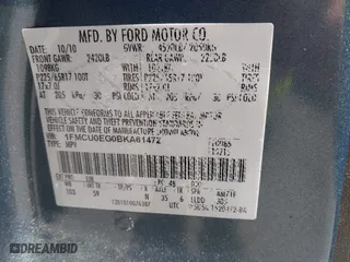 2011 Ford Escape Limited with VIN 1FMCU0EG0BKA61472, listed as a IAAI auction lot 41982614 with 291,808 mi miles. Bid and sale history available at carsss.com. Image 9.