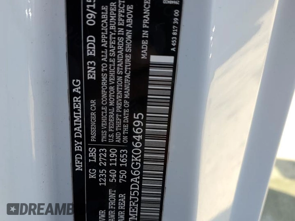 2016 Smart fortwo Passion z VIN WMEFJ5DA6GK064695, wystawiony jako Copart lot #53528315 z przebiegiem 53 508 mil mil oraz Szkody całkowita. Historia ofert i sprzedaży dostępna na DreamBid. Obrazek 15.