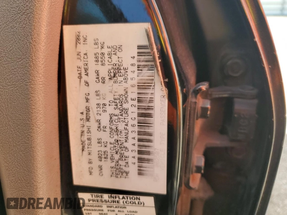 2002 Mitsubishi Galant with VIN 4A3AA36G12E165484, listed as a Copart auction lot 77563634 with 189,776 mi miles and Salvage Title. Bid and sale history available at DreamBid. Image 12.