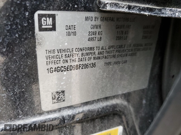 2011 Buick LaCrosse CXL with VIN 1G4GC5ED9BF206136, listed as a Copart auction lot 51417535 with 114,655 mi miles and Salvage Title. Bid and sale history available at carsss.com. Image 14.