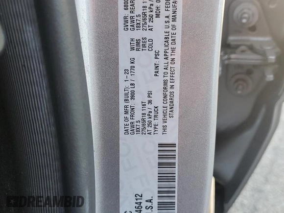 2023 Ram 1500 Tradesman with VIN 1C6RRFCG4PN546412, listed as a Copart auction lot 79531084 with 47,610 mi miles and Salvage title. Bid and sale history available at DreamBid. Image 12.