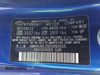 2013 Hyundai Genesis Coupe Grand Touring with VIN KMHHU6KJ5DU092555, listed as a IAAI auction lot 41959840 with 52,016 mi miles and . Bid and sale history available at DreamBid. Image 9.