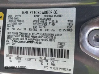 2024 Ford Bronco Sport Big Bend z VIN 3FMCR9B64RRF49928, wystawiony jako IAAI lot #42137826 z przebiegiem 30 277 mil mil oraz . Historia ofert i sprzedaży dostępna na DreamBid. Obrazek 9.