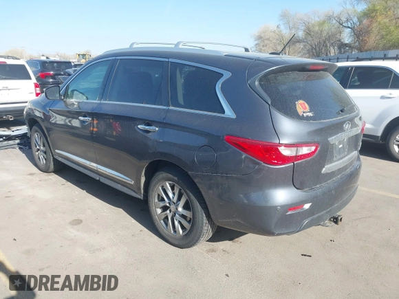 2013 Infiniti JX35 with VIN 5N1AL0MM3DC343801, listed as a IAAI auction lot 41986430 with 117,476 mi miles. Bid and sale history available at carsss.com. Image 3.