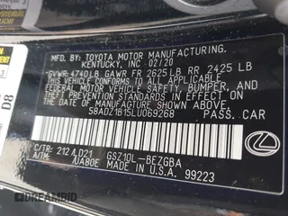 2020 Lexus ES 350 с VIN 58ADZ1B15LU069268, выставлен на аукционе IAAI как лот 41747039 с пробегом 143 025 миль миль и . История ставок и продаж доступна на DreamBid. Изображение 9.