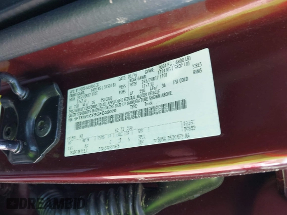 2016 Ford F-150 XL с VIN 1FTEW1CF5GFB29000, выставлен на аукционе IAAI как лот 41978201 с пробегом 137 437 миль миль и . История ставок и продаж доступна на DreamBid. Изображение 9.