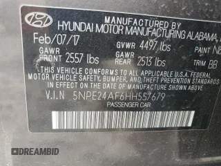 2017 Hyundai Sonata SE with VIN 5NPE24AF6HH557679, listed as a Copart auction lot 51521615 with 148,337 mi miles and Salvage Title. Bid and sale history available at DreamBid. Image 13.