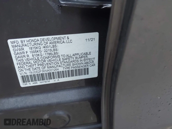 2022 Acura ILX with VIN 19UDE2F30NA001264, listed as a IAAI auction lot 41479677 with 6,735 mi miles and . Bid and sale history available at DreamBid. Image 9.