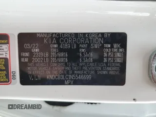 2022 Kia Niro LX with VIN KNDCB3LC1N5546699, listed as a Copart auction lot 84321764 with 76,108 mi miles and Salvage Title. Bid and sale history available at carsss.com. Image 14.