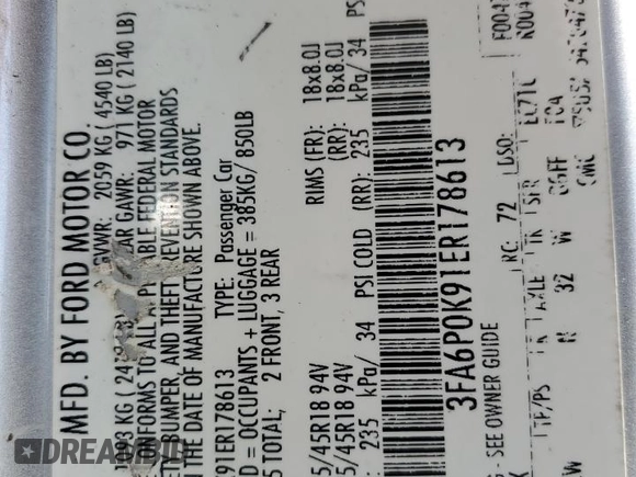 2014 Ford Fusion Titanium with VIN 3FA6P0K91ER178613, listed as a Copart auction lot 49587615 with 165,391 mi miles and Clean Title. Bid and sale history available at DreamBid. Image 12.