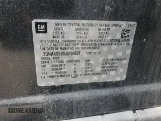 2018 Chevrolet Equinox LT with VIN 2GNAXSEV8J6104607, listed as a Copart auction lot 54155635 with 46,603 mi miles and Salvage Title. Bid and sale history available at carsss.com. Image 13.