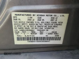 2005 Nissan Maxima 3.5 SL with VIN 1N4BA41E95C828647, listed as a Copart auction lot 72769014 with 0 mi miles and Salvage Title. Bid and sale history available at carsss.com. Image 12.