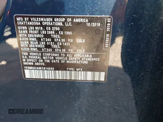 2019 Volkswagen Atlas SEL with VIN 1V2MR2CA9KC614343, listed as a IAAI auction lot 41748405 with 54,676 mi miles and . Bid and sale history available at DreamBid. Image 9.