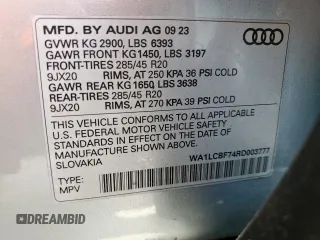 2024 Audi Q7 Premium Plus with VIN WA1LCBF74RD003777, listed as a Copart auction lot 48144115 with 13,659 mi miles and Salvage title. Bid and sale history available at DreamBid. Image 14.