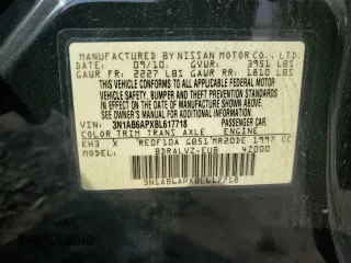 2011 Nissan Sentra SR z VIN 3N1AB6APXBL617718, wystawiony jako Copart lot #59629985 z przebiegiem 60 685 mil mil oraz Szkoda całkowita • Salvage title. Historia ofert i sprzedaży dostępna na DreamBid. Obrazek 13.