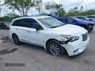 2014 Infiniti QX60 with VIN 5N1AL0MN9EC526405, listed as a IAAI auction lot 42154218 with 111,761 mi miles and . Bid and sale history available at DreamBid. Image 1.